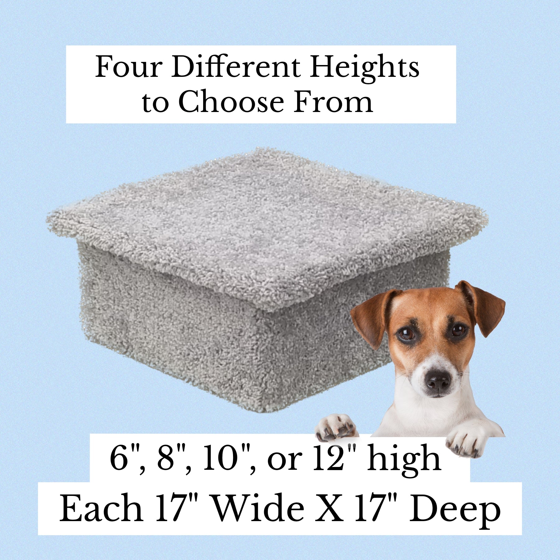 Heavy Duty Wooden Pet Platform Step for Cars, Beds & Couches | 17” x 17” Dog Lift Step (4 Height Options, Up to 80 lbs)