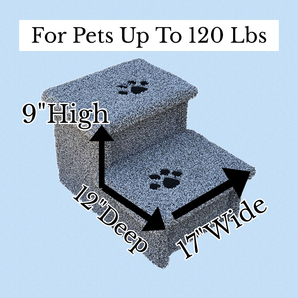 18” Heavy Duty Wooden Pet Stairs for Beds & Couches – 2-Step Dog Steps for Pets up to 100 lbs