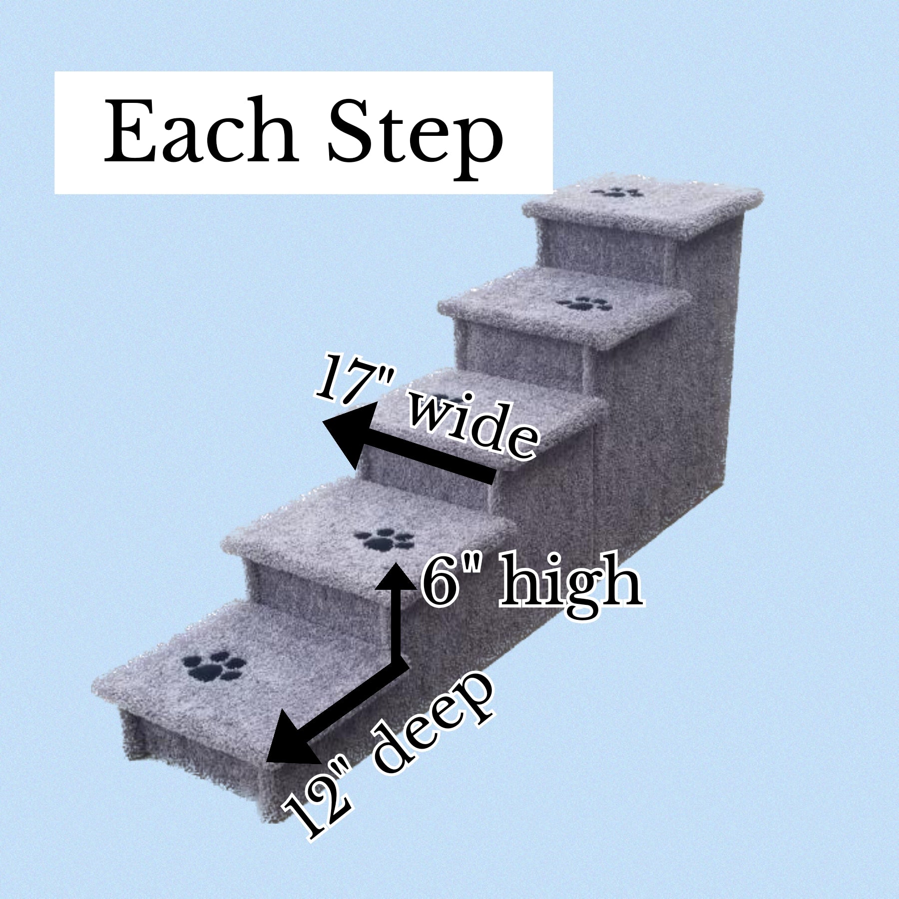 30” Heavy Duty Wooden Pet Stairs for Tall Beds & Couches – 5-Step Dog Steps for Pets up to 200 lbs