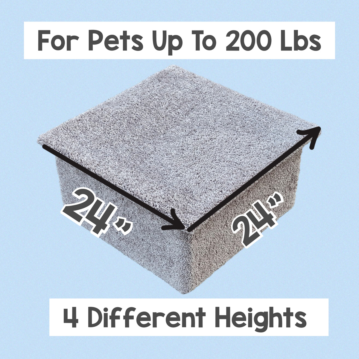 Heavy Duty Wooden Pet Platform Step for Cars, Beds & Couches | 24”W x 24”D Dog Lift Step (Up to 200 lbs)