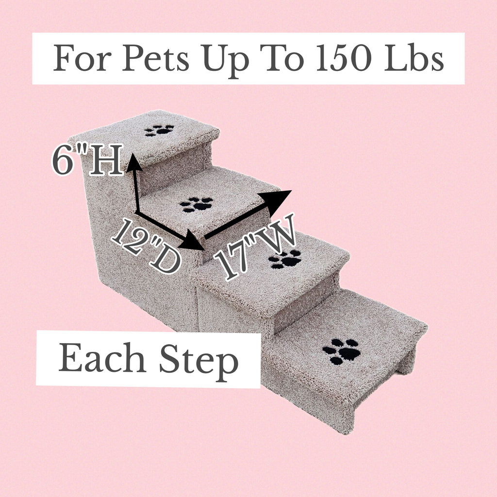 24” Heavy Duty Wooden Pet Stairs for Beds & Couches – 4-Step Dog Steps for Pets up to 150 lbs